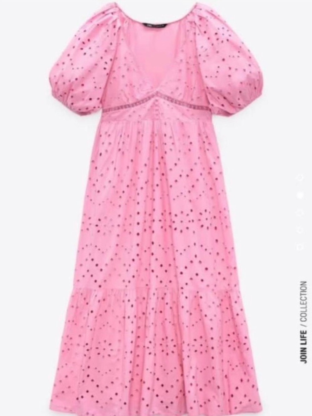 Pink Eyelet Puff Sleeve Maxi Dress